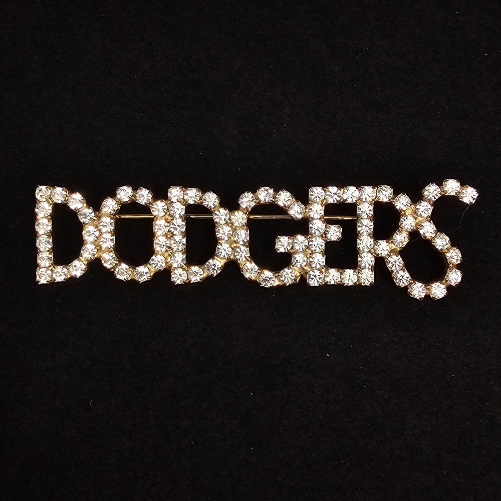 Wincraft USA Dodgers Rhinestone Brooch Pin Gold Tone LA Baseball Sports Fan Gift